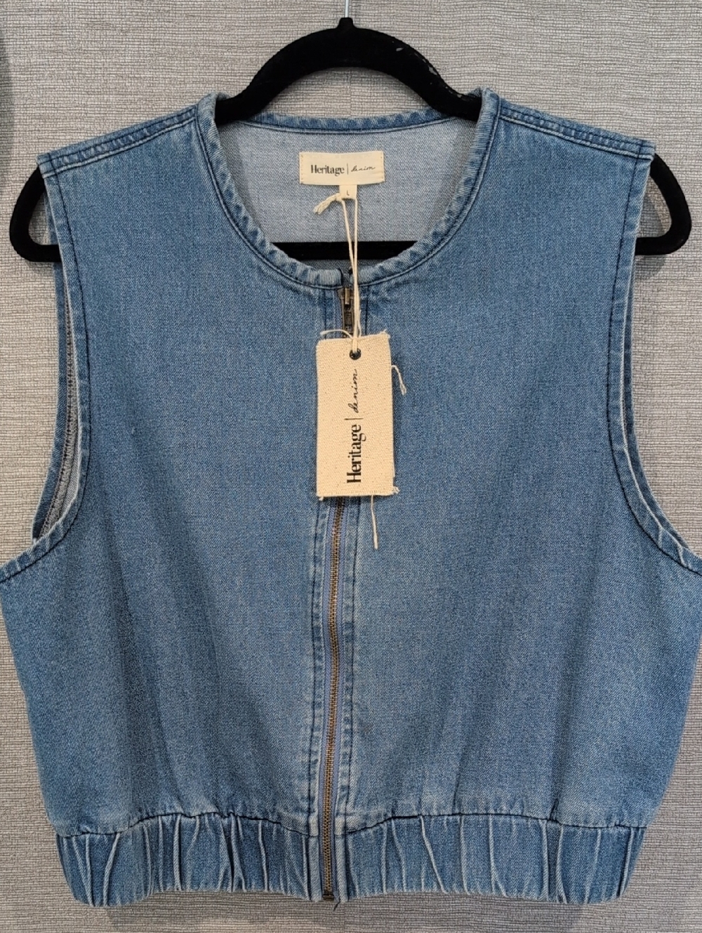 Heritage Denim Cropped Vest in Bright Blue